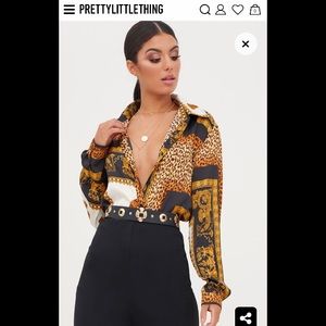 Black Leopard Satin Shirt